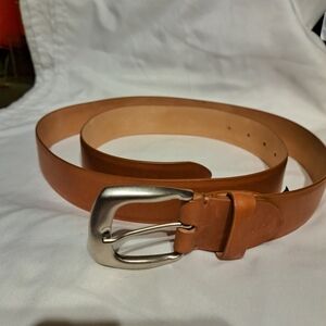 Maison Martin Margiela Brown Leather Belt with Silver Buckle